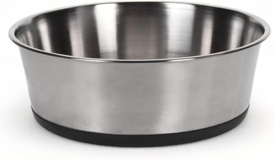 Voerbak, drinkbak van roestvrij staal met siliconen onderkant, antislip, voor honden en katten, onderhoudsvriendelijk, 20 x 7 cm