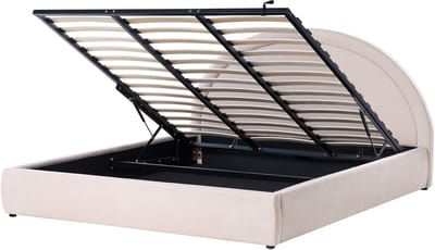 MOUZON - Bed met opbergruimte - Lichtbeige - 180 x 200 cm - Polyester