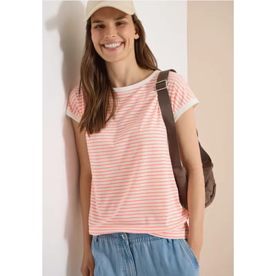 Shirt met boothals en strepen