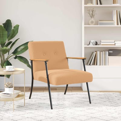 vidaXL - Fauteuil - Beige - Kratig - Wolachtig - Stof