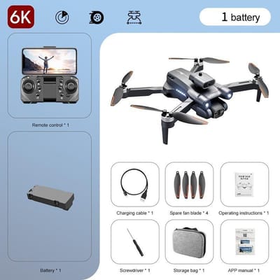 Nieuwe S1S Afstandsbediening Drone 4 / 6K HD Dubbele camera Obstakel vermijden WIFI FPV Optische stroom Borstelloze RC Dron Opvouwbare Quadcopter 3KM Vierassige vliegtuigen 6K-1 Battery
