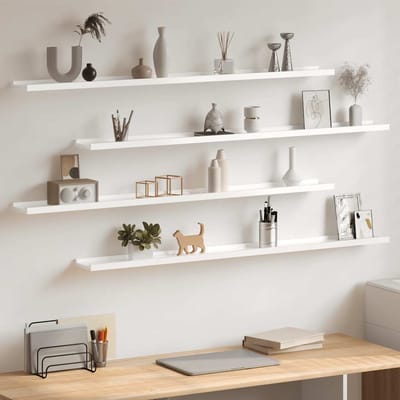 vidaXL - Wandschappen - 4 - st - 115x9x3 - cm - hoogglans - wit