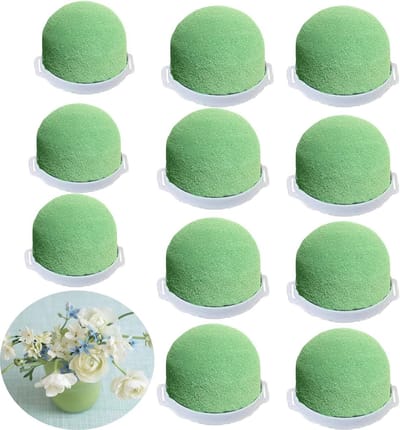 Mini ronde bloemenhouders van schuim - 12 stuks - Groene bloemenschuim voor verse bloemen, bloemstukken en tafeldecoratie voor bruiloften en wijnflessen.