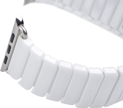 By Qubix - Geschikt voor Apple Watch bandje - Schakelarmband Keramisch bandje - Wit - Geschikt voor Apple Watch 38mm / 40mm / 41mm / 42mm - Smartwatch bandje