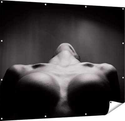 Gards Tuinposter Vrouwen Borsten - Erotiek - Zwart Wit - 150x120 cm - Tuindoek - Tuindecoratie - Wanddecoratie buiten - Tuinschilderij