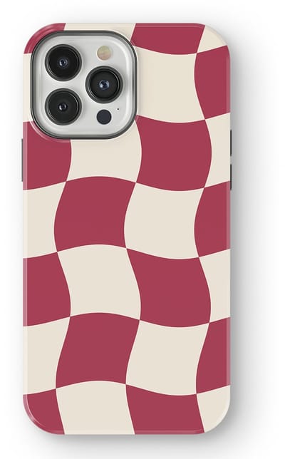 Checkered Warp Hoesje geschikt voor iPhone 13 Pro Max | Geschikt Voor Mag | Uniek Design Hoesje | Beschermhoes geschikt voor iPhone 13 Pro Max Crimson Wave