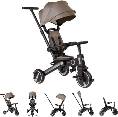 Driewieler 3-in-1 - Kinderfiets Loopfiets - Buiten Spelen - Ombouwbaar Ontwerp - 95 cm Hoog - Beige