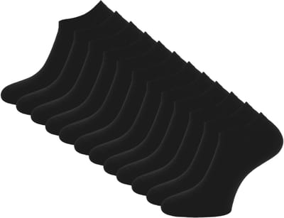 Katoenen Sneakersokken - 12 paar SQOTTON® - Enkelsokken - Naadloos - Zwart - Heren & Dames - Maat 47-50