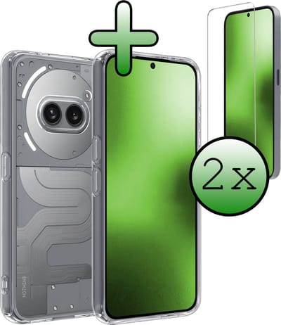 Hoesje Met 2x Screenprotector - Geschikt voor Nothing Phone (2a) - Sterk & Shockproof - Back Cover - Siliconen Case - Telefoon Hoes - Transparant