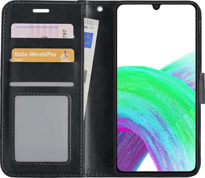 Hoes - Met Pasjeshouder - Geschikt voor Samsung Galaxy A33 - Luxe Bookcase Portemonee - Flip Case - Kunstleer Book Case - Flipcase - Book Cover - Walletcase - PortemonneeHoes - Zwart