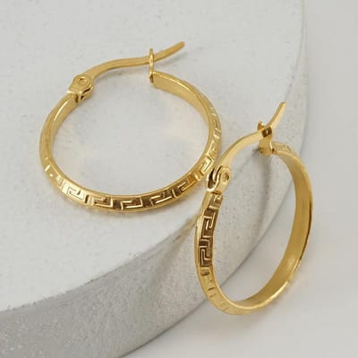 Boucles d'oreilles en acier inoxydable plaqué or cercle Twist géométrie mosaïque zircon or