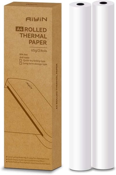 A4 Sneldrogend Thermisch Papier 2 Rollen Omgekeerd Gewikkeld 6.4m/Rol - US Letter Formaat S