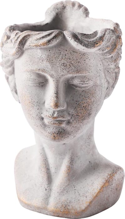 Dekoratief | Bloempot vrouwenhoofd, grijs, cement, 18x15x25cm | A250007