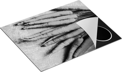 Chefcare Inductie Beschermer Wortels op Grijze Marmer - Zwart Wit - 65x50 cm - Afdekplaat Inductie - Kookplaat Beschermer - Inductie Mat