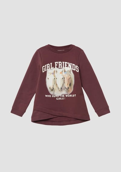 Sweatshirt met overlappend zoom en verlengde rug - geborsteld binnenin meisje s.Oliver