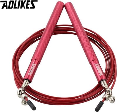 RVS Verstelbaar Professioneel Springtouw Rood met Kogellagers - Speed Rope - Fitness Sport -Jump Rope - Conditie - Bootcamp - Crossfit, Boxing