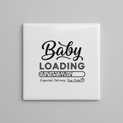 Baby Loading Keramische Tegel 15x15 cm – Zwangerschapsaankondiging Wanddecoratie met Uitgerekende Datum