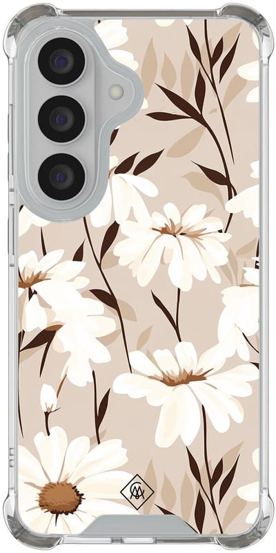 Casimoda® hoesje - Geschikt voor Samsung Galaxy S26 - In Bloom - Shockproof case - Extra sterk - TPU/polycarbonaat - Bruin/beige, Transparant