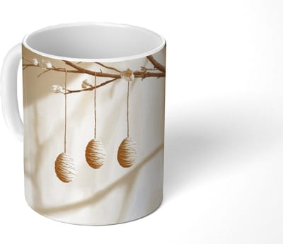 Mok - Koffiemok - Beige - Paastak - Eieren - Mokken - 350 ML - Beker - Koffiemokken - Theemok