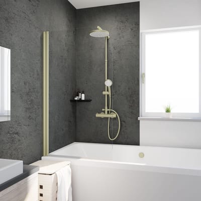 Schulte Badwand - 80x140cm - mat goud - transparant veiligheidsglas - antikalk - modern - luxus