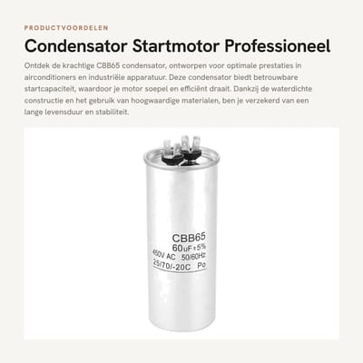 Dailygoods- Startcondensator 60μF 450V - Waterdicht - Professioneel ontwerp - Geschikt voor airconditioner - Industrieel gebruik - Stabiele prestaties - Motorcondensator