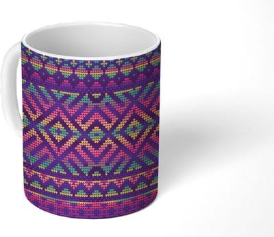 Mok - Koffiemok - Breien - Patronen - Regenboog - Mokken - 350 ML - Beker - Koffiemokken - Theemok