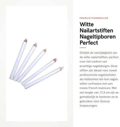 Dailygoods- Nagelwitstift 5 Stuks - Nagelkunststift - French Manicure - Houten Stift - 17,4 cm - Voor Manicure/Sieradenaccessoires - Nailartpen