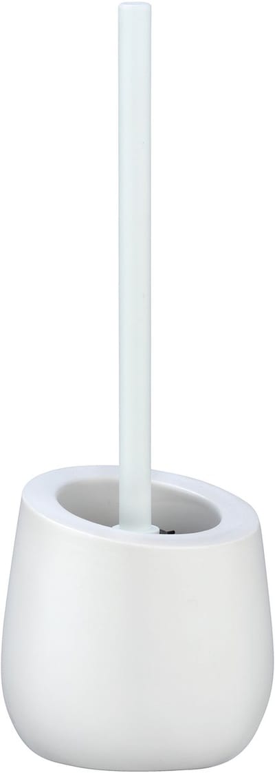 WENKO Toiletborstelhouder Badi mat wit keramiek met siliconen borstelkop - Toiletborstel met houder - WC borstel met houder vrijstaand