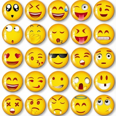 koelkast magneten set van 25 stuks Gele emoji smiley – decoratieve whiteboard magneten met verschillende gezichtsuitdrukkingen voor koelkast, keuken en kantoor
