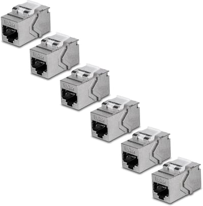 Keystone Inline Coupler - RJ45 Koppelaar - Netwerkverbindingen Uitbreiden - Gereedschapsloos Ontwerp - 6 stuks - Zilver