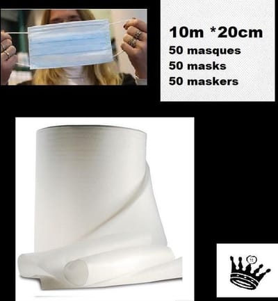 Stof voor 50 maskers **10 METER** niet geweven, wit, Breedte *20cm*