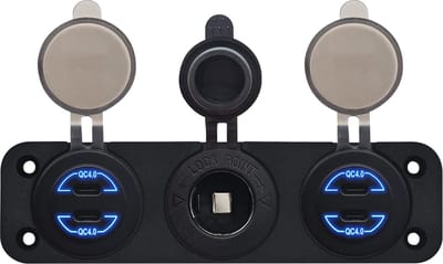 ProRide 12V USB C Autolader 2 Poorten - 30W/QC4.0 - Voltmeter en 12V/24V Sigarettenplug - Drievoudig inbouw