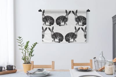 Wandkleed - Wanddoek - Vintage - Design - Konijn - Dieren - 90x67.5 cm - Wandtapijt