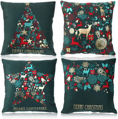 Dailygoods- Kussensloop 45x45 cm - Fluweelgroen - Decoratief - Kerst - Elegant - Perfect voor bank en woonkamer - Kussenhoes