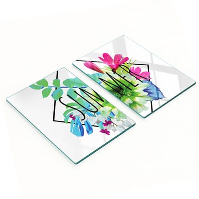 Set van gehard glazen snijplanken met zomerpatroon, 2x40x52 cm