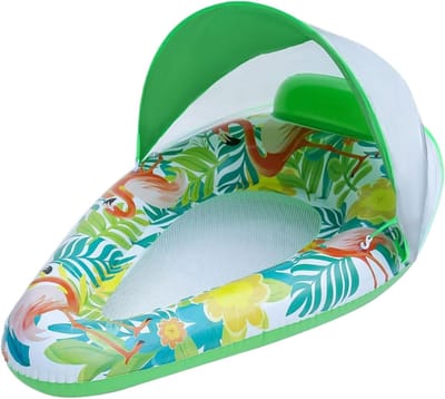 Zwemband met luifel, Opblaasbare zwemring met parasol, Zwembadligstoel, Drijvende vlot voor zwembad, rivier en strand