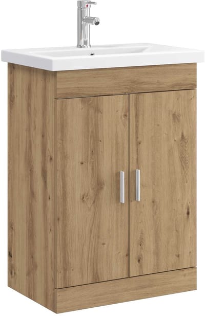 vidaXL - Badkamermeubel - Set - Artisanaal - eiken - 61 - x - 40 - x - 84,5 - cm