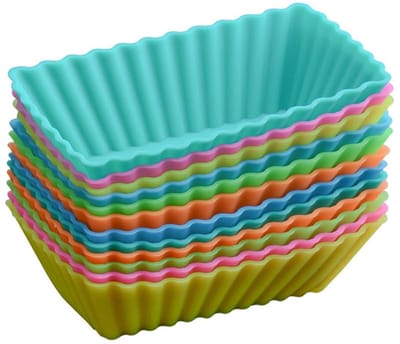 Dailygoods- Cakevorm 12 Stuks - Siliconen Muffin Vormpjes - Rechthoekige Bakvormen - Antiaanbaklaag - Keuken Accessoires - Praktisch Bakgereedschap - Muffinvorm