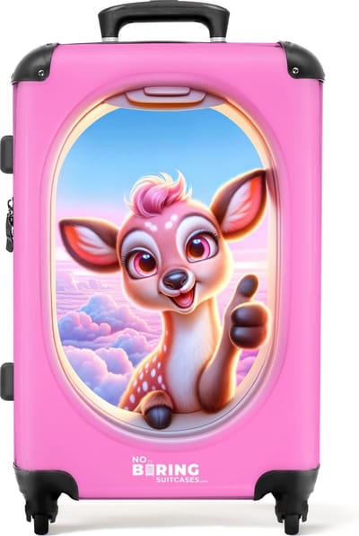 NoBoringSuitcases.com® - Kinderkoffer met hert - Reiskoffer meisjes - 20 kg bagage