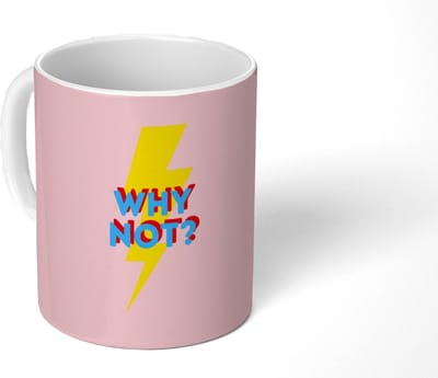 Mok - Koffiemok - Why not - Bliksem - Roze - Mokken - 350 ML - Beker - Koffiemokken - Theemok - Mok met Tekst