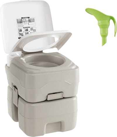 COSTWAY Campingtoilet, draagbaar campingtoilet met 20 liter fecaliëntank, mobiel toilet met spoelpomp en telescopische trechter, reistoilet voor kamperen, vissen