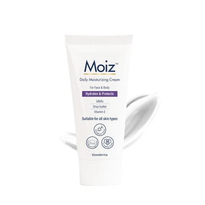 Moiz Dagelijkse Hydraterende Crème voor Gezicht & Lichaam | Geformuleerd met 9 Hydratanten | Geschikt voor Gevoelige Huid | Parabeenvrij & Dierproefvrij-50g white