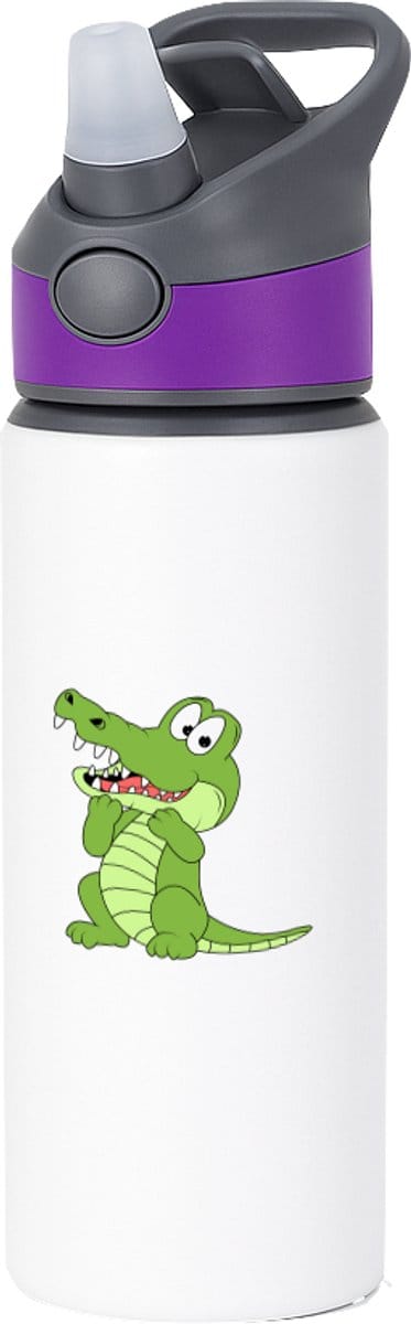 Hacebo® - Krokodillen waterfles met rietje paars - Krokodil - Dieren liefhebbers - Reptielen - dierendag - water fles - 650ML