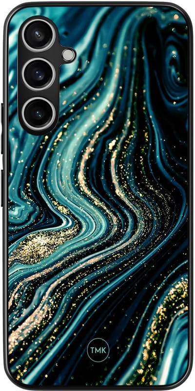 Hoesje geschikt voor Samsung Galaxy S23 FE - Blue marble waves - Blauw - TPU case - Marmer - Hardcase zwart telefoonhoesje