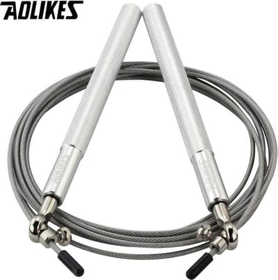 RVS Verstelbaar Professioneel Springtouw Zilver met Kogellagers - Speed Rope - Fitness Sport -Jump Rope - Conditie - Bootcamp - Crossfit, Boxing