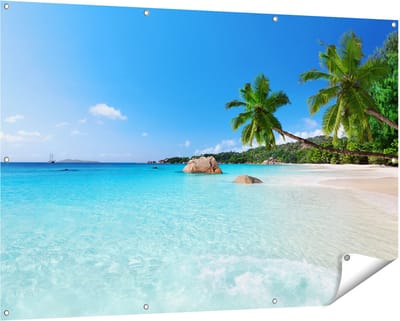 Gards Tuinposter Tropisch Strand en Zee - 150x100 cm - Tuindoek - Tuindecoratie - Wanddecoratie buiten - Tuinschilderij