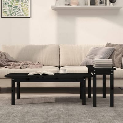 vidaXL - 2-delige - Salontafelset - massief - grenenhout - zwart