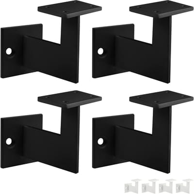 Leuninghouder Set - Wandmontage Beugel - Trapleuning Bevestigen - Roestbestendig Poedercoating - 8.2 x 6.3 cm - Zwart