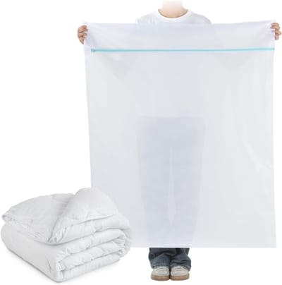 Groot wasnet 90 x 110 cm van polyester, robuuste waszak met ritssluiting voor dekens, truien en beddengoed