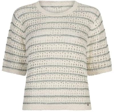 Red Button beige dames trui   Ronde hals   Regular fit   Streep patroon   3/4 mouw Beige XS